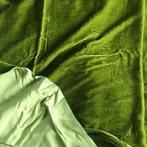 Pear Green Silk velvet fabric by the yard