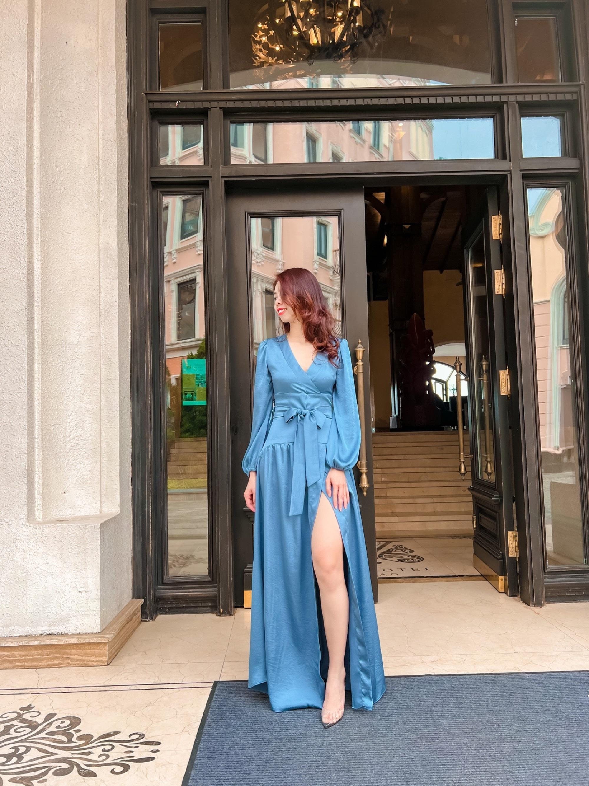 Long Silk Dress - Maxi Dress - Women Party Dress - Elegant Silk Dress Long  Sleeve - Etsy