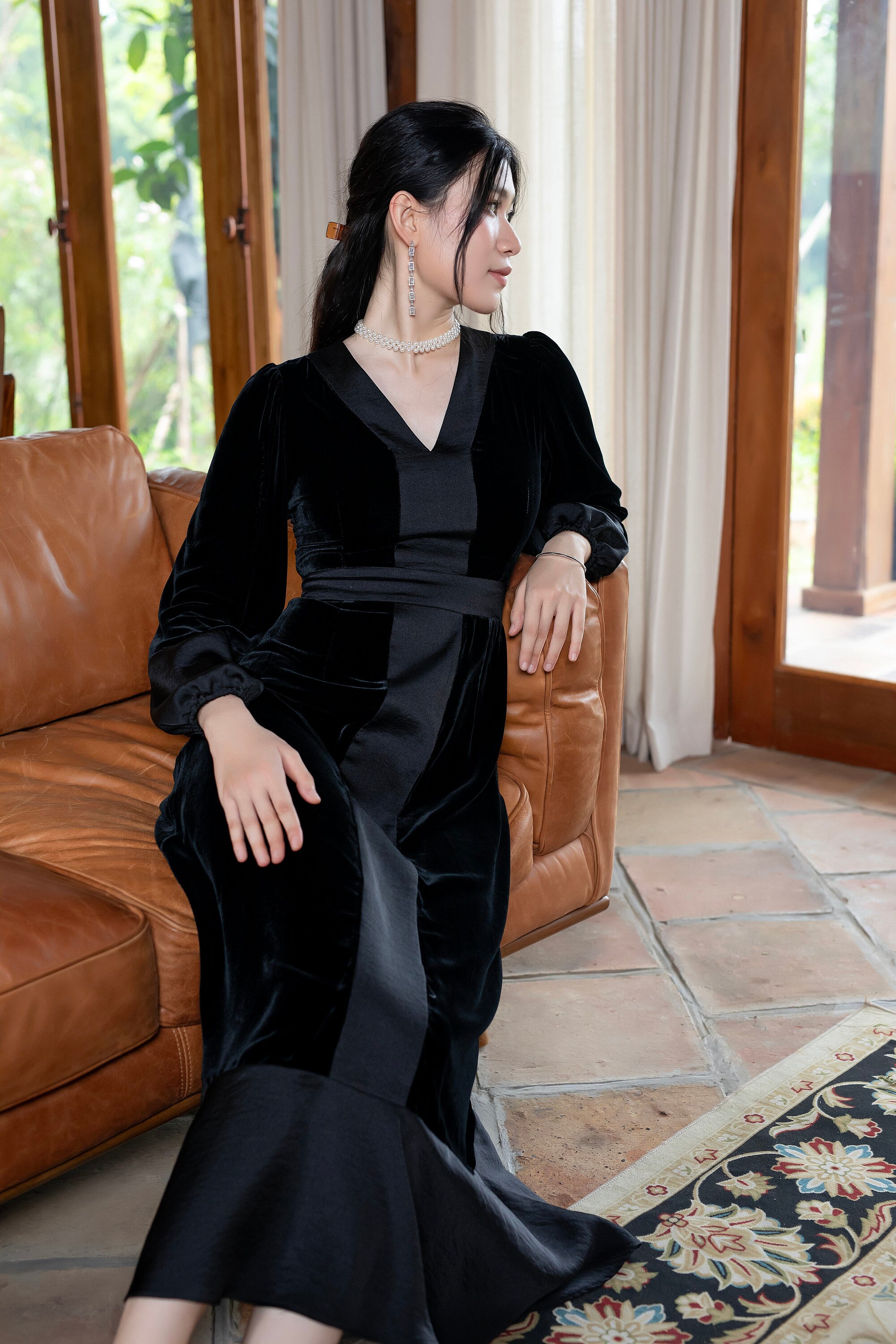 100 silk velvet dress Silk Velvet Dress With Silk Details, Luxurious Silk Velvet Dress With Sleeves, Gift for her, Long Dress, Bridemade Dress, Party Dress