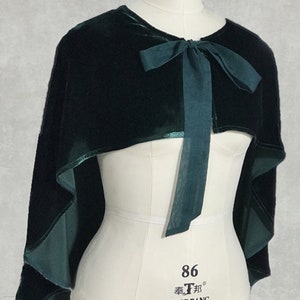 Silk Velvet shawl for dress, Silk Velvet Draped cape, Silk velvet  Green Forest shawl