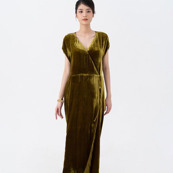 Mulberry Silk Velvet Dress , Luxurious Silk Velvet Dress With Pockets, Gift for her, Long Dress With Silk Lining, Party Dress