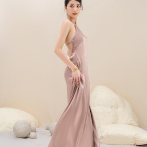 100% Pure Mulberry Asymmetrical Dress, Backless Dress, Luxury Silk Dress, Bridesmaids Dress, Charmeuse Maxi Dress