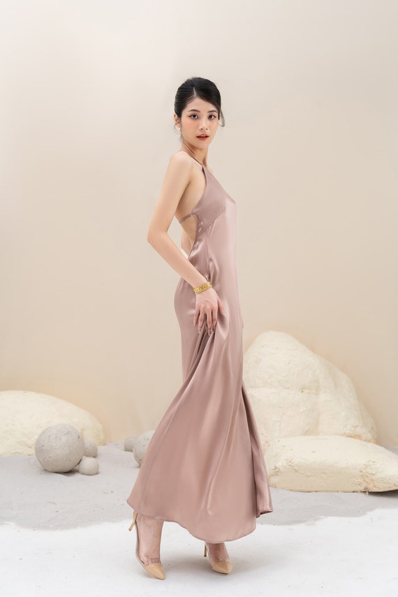 textured bridesmaid dresses Luli One-Shoulder Cut-Out Maxi Dress Textured Plum M