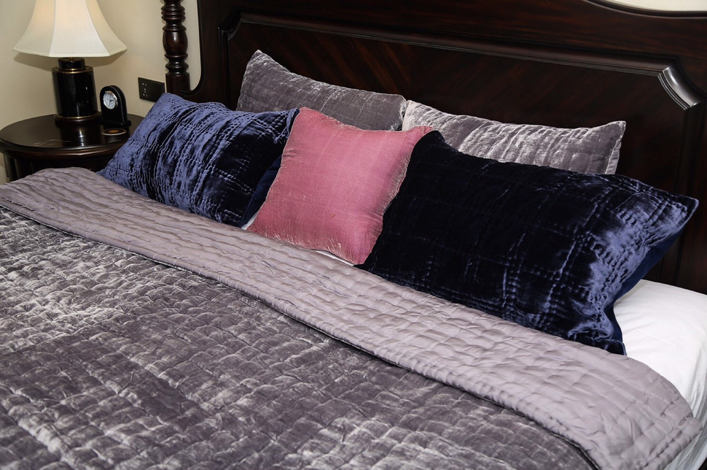 Silk Velvet Quilts Handmade Quilts Grey Duvet Throw Blanket Etsy