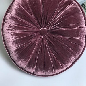 Purple luxury velvet round pillow, silk velvet round pillow, decorative throw pillow cushion, handmade pillow, handmade in Vietnam