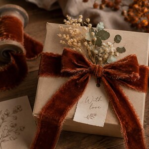 Silk velvet raw edge ribbon – 2usd per yard – Handmade Velvet Ribbon for Bouquet, Gift Wrap, Invitations