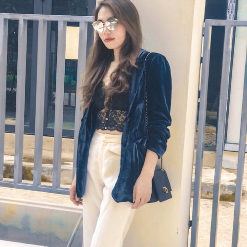 Velvet Blazer Jacket Silk Velvet Blazer 