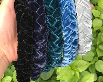 Luxury velvet braided headband Handmade velvet headband hairband for women