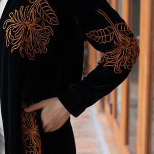 Red Velvet Open Front Pocketed Long Duster