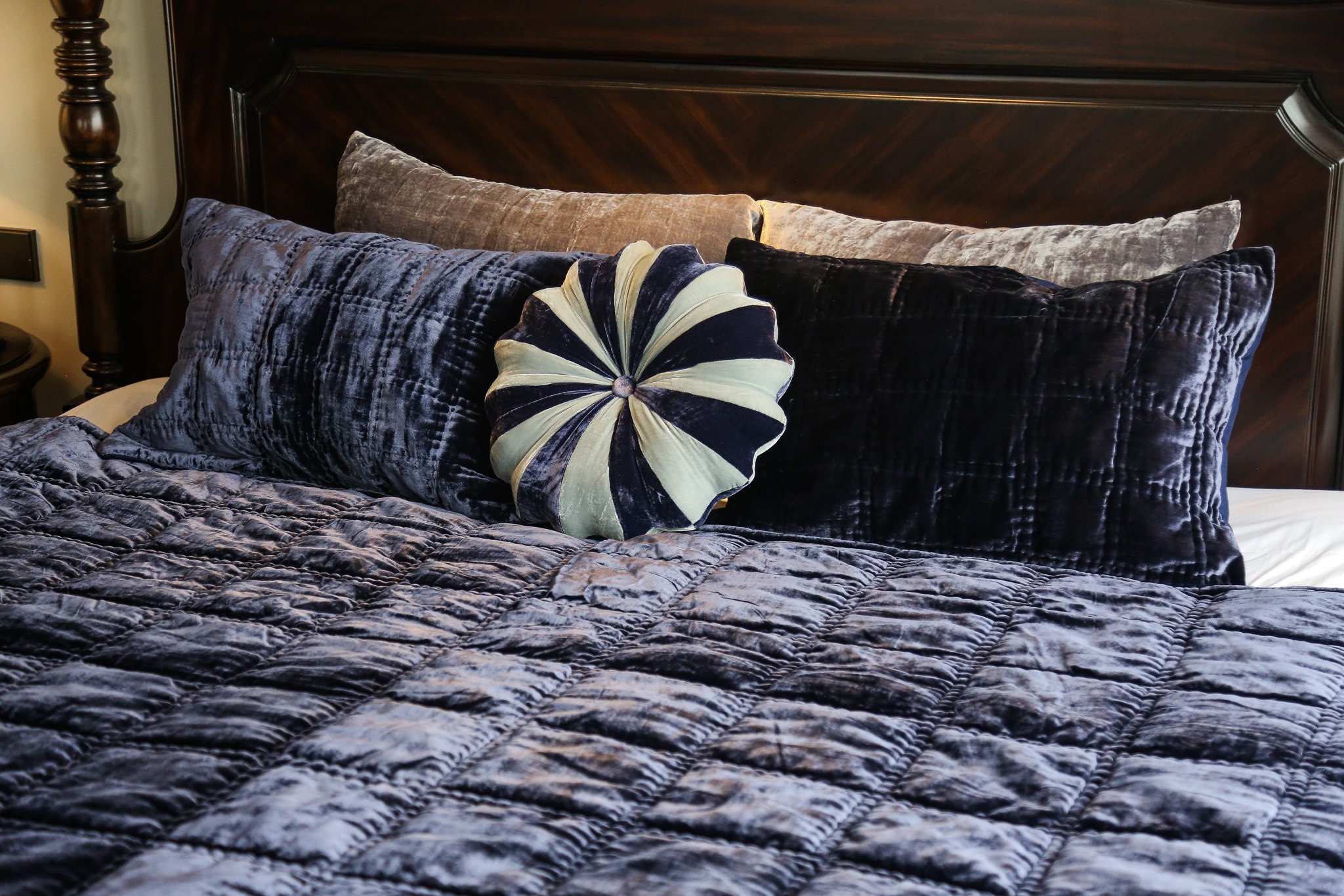 Silk velvet quilts handmade quilts Navy Duvet Throw Blanket Etsy