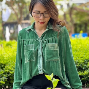 Silk Velvet Shirt Women - Sleeve Shirt - Silk Velvet  Shirt Women - Velvet Women Top
