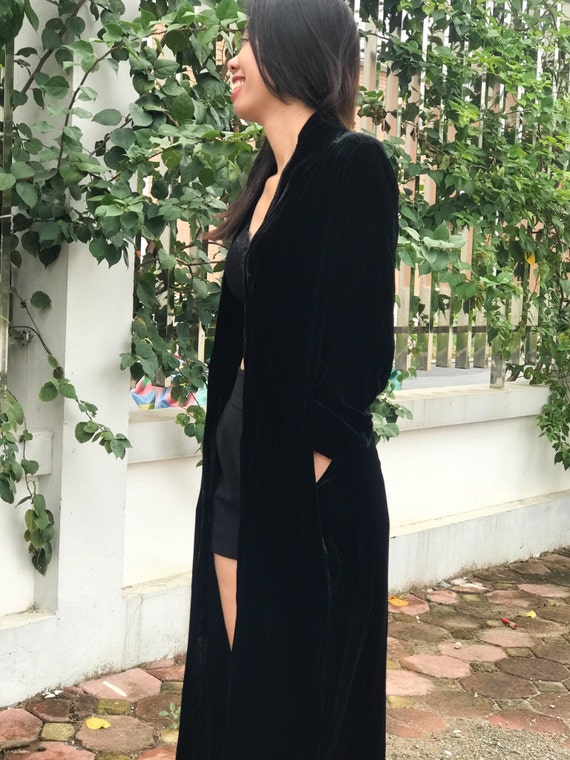 ロングシルクベルベットダスター ロングカーディガンジャケット 