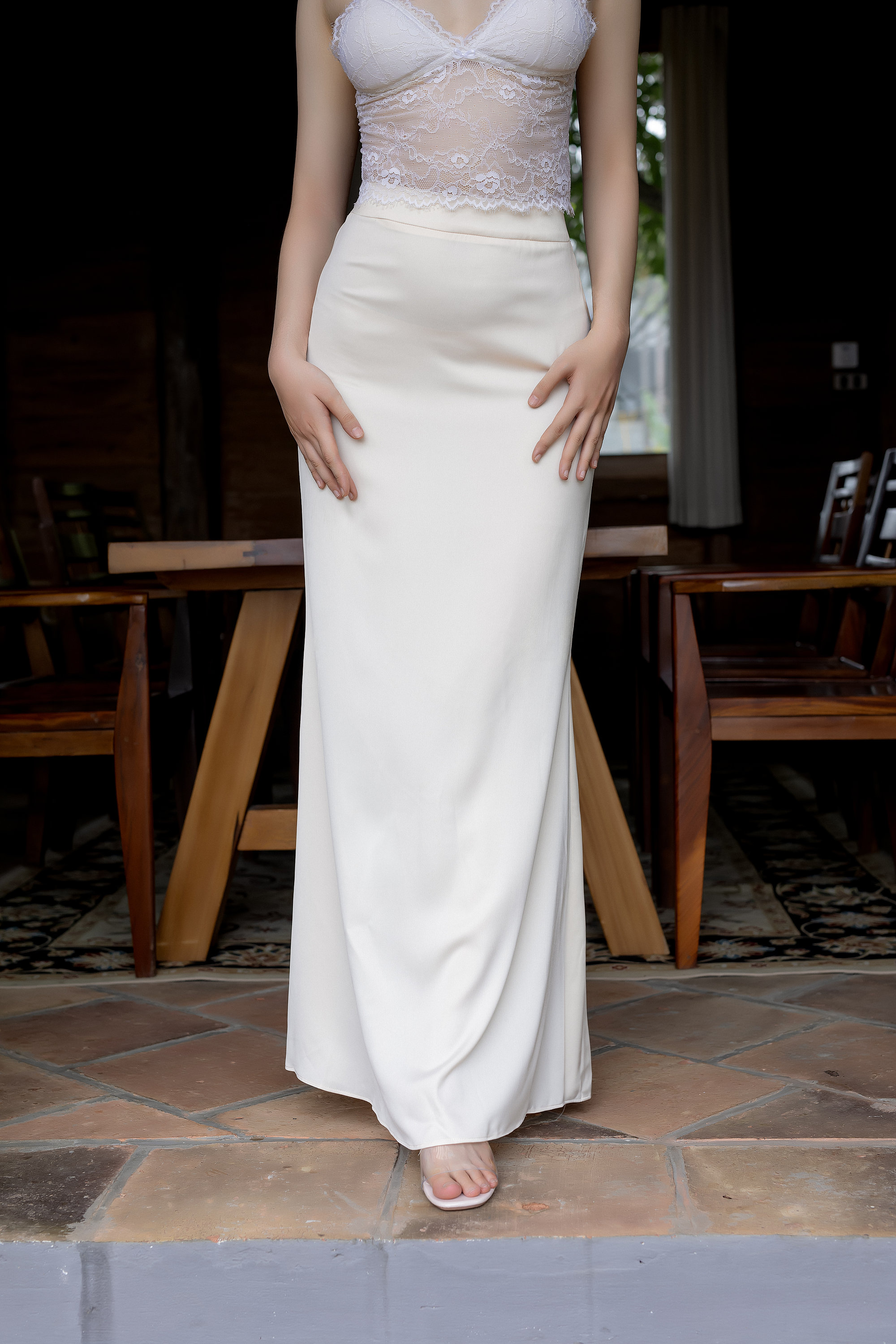 Long Silk Skirt - Trumpet Maxi Skirt - Women Trumpet Skirt - Ivory Long Trumpet Skirt