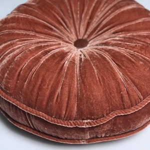 Oreiller rond de velours de luxe de saumon, oreiller rond de velours de soie, coussin décoratif doreiller de jet, oreiller fait main, fait main au Vietnam image 4