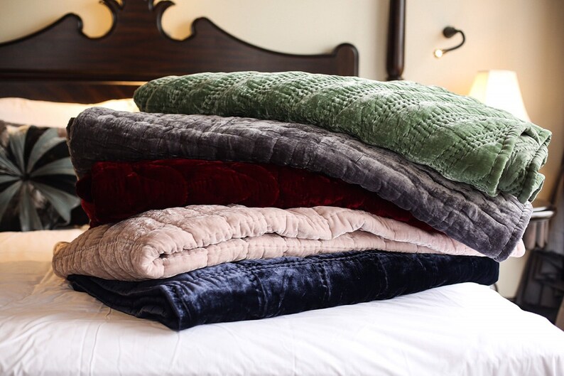 Silk Velvet Quilts Handmade Quilts Blush Pink Duvet Throw Etsy