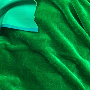 Kelly Green Silk velvet fabric by the yard
