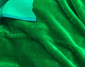 Kelly Green Silk velvet fabric by the yard