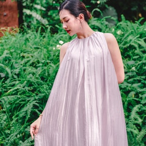 Pure silk dress, mulberry silk dress, 100% silk mulberry sleeveless dress, lilac maxi dress image 7