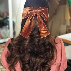 Silk Velvet women hair bows, hair clips. barrette for women, hair accessory image 4