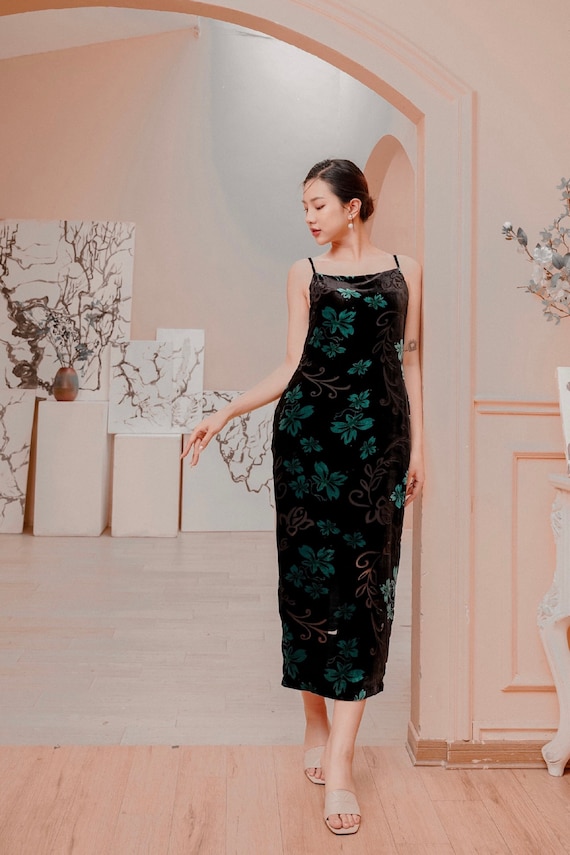 silk velvet slip dress Flower Silk Velvet Dress , Luxurious Silk Velvet Slip Dress, Gift for her, Long Dress, Wedding Dress, Bridemade Dress, Party Dress