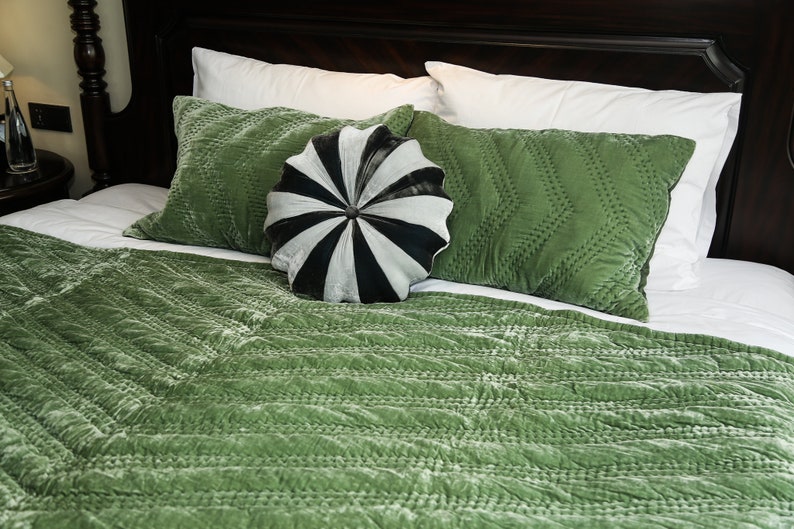 Green mix Mint, Multicolor decorative pillow, silk velvet pillow, luxury cushion, handmade silk velvet pillow, handmade in Vietnam image 7