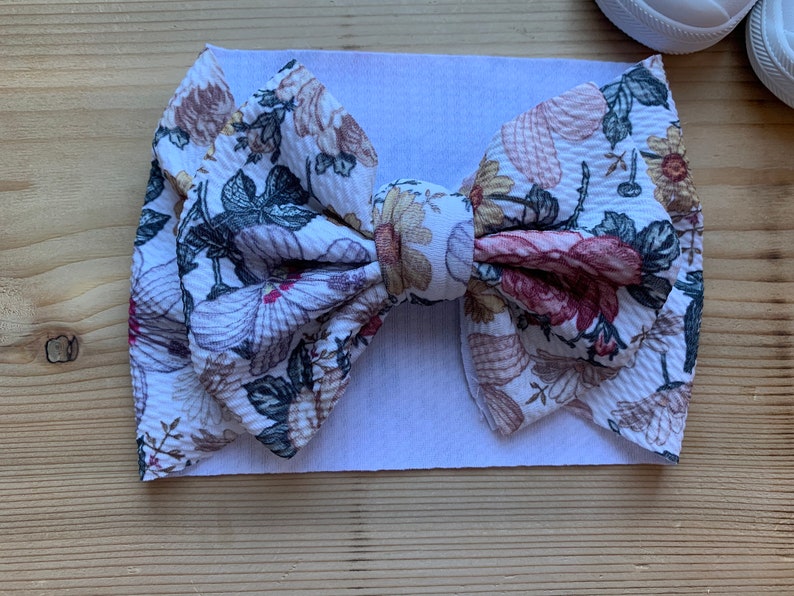 Floral head wrap bow