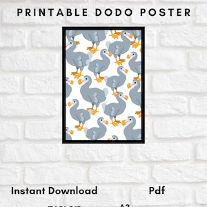 Printable poster with Dodo pdf, download dodo poster, funny animals poster pdf, dodo print pdf, animal digital print pdf, funny poster dodo