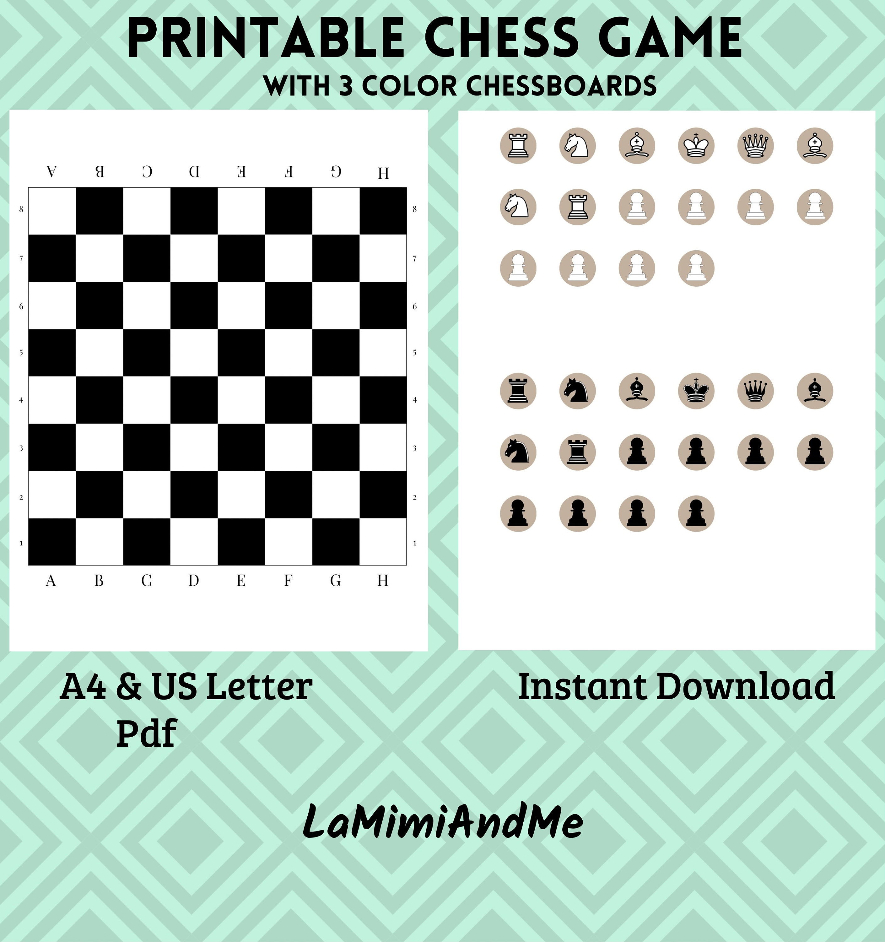 Printable Chess Game  Chess board, Chess game, Free printable