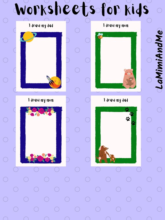 4 printable art worksheets for kids pdf instant download etsy