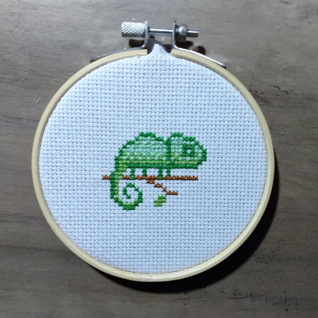 Small Chameleon Cross Stitch Wall Hanging Etsy