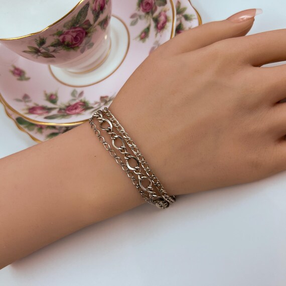 Vintage Sterling Silver Bracelet Trio • Pre-Built… - image 4