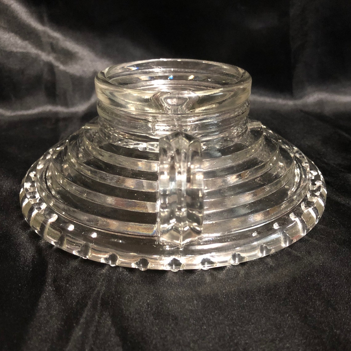 Heavy Glass Vintage CHAMBERSTICK Candle Holder With Handle Etsy