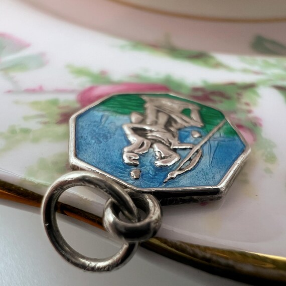 Tiny Vintage Enamel St Christopher Medal • Solid … - image 10