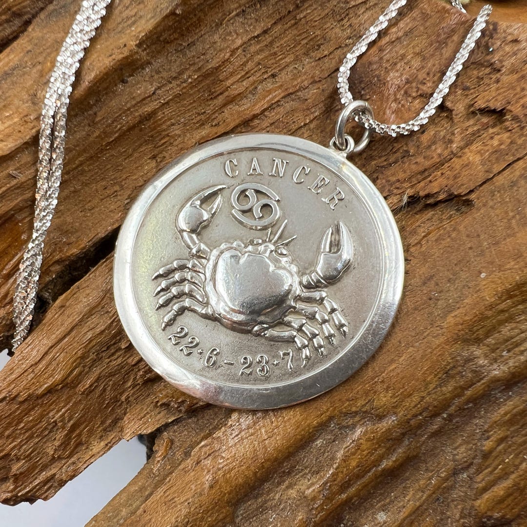 Huge Silver Cancer the Crab Pendant & 50cm Chain 20.9g Solid Vintage ...