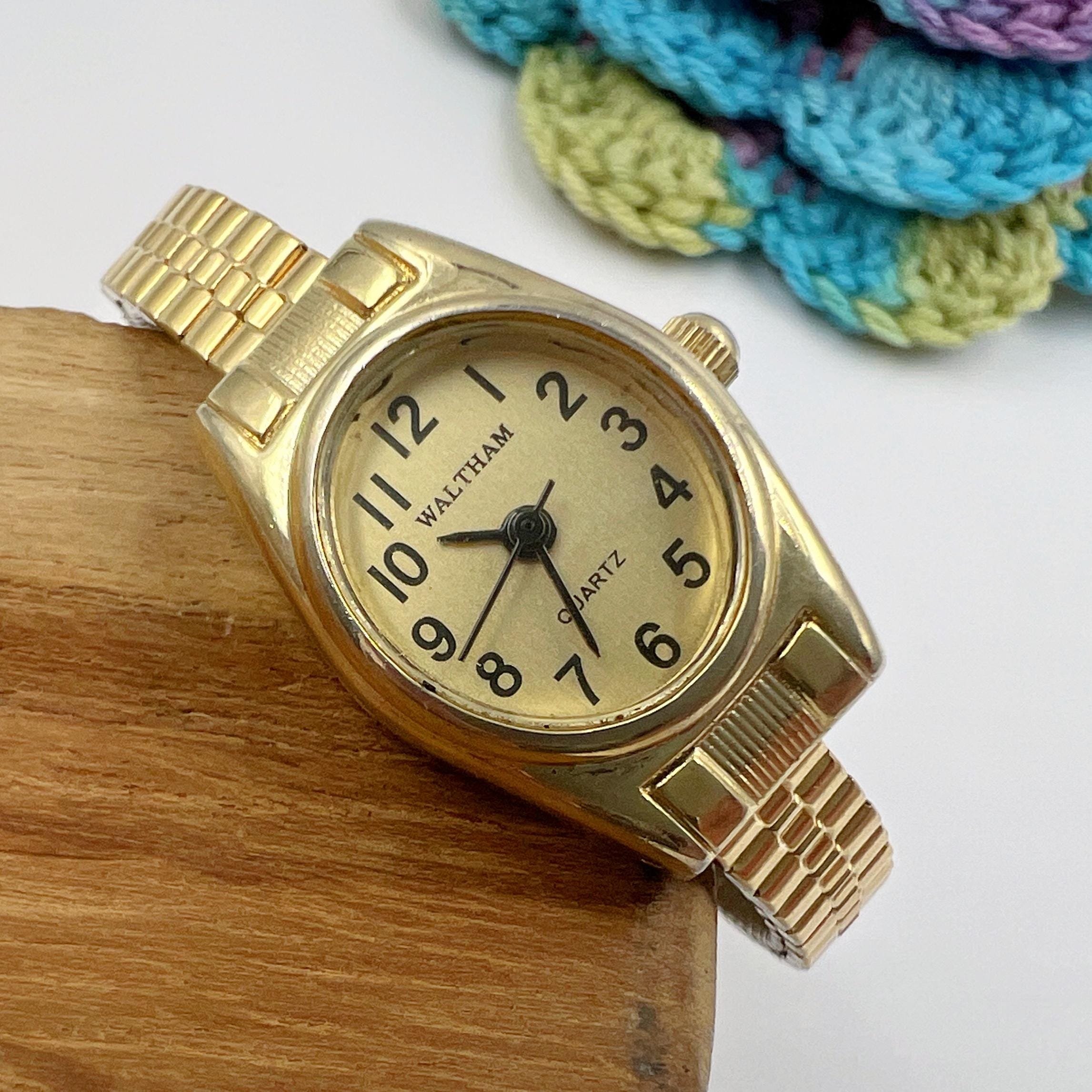 Vintage Gold Oval Waltham Quartz Watch on Stretch Band