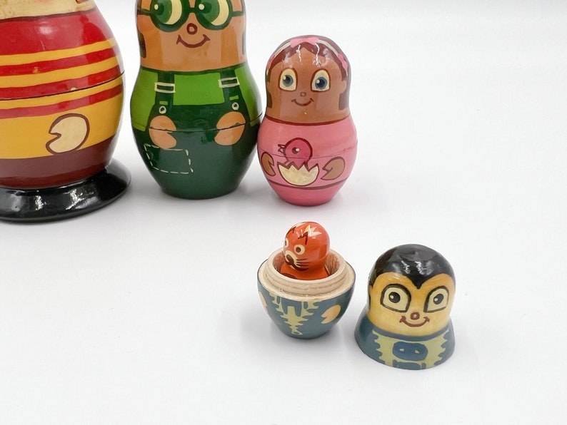 Vintage Wooden Higglytown Heroes Nesting Dolls Set of 5 Eubie Etsy