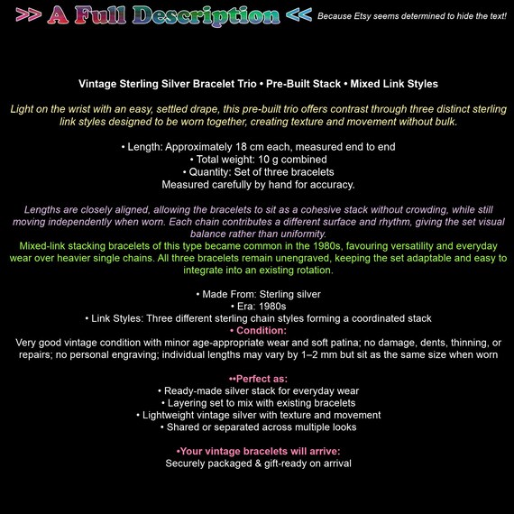 Vintage Sterling Silver Bracelet Trio • Pre-Built… - image 3