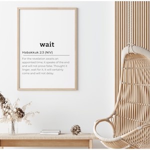 Wait quote Habakkuk 2 3 Inspirational Quote Bible Quote Wall art