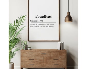 Abuelitos (Grandparents) Family Quote Proverbs 17:6 Inspirational Quote Bible Quote Wall art Spanish version