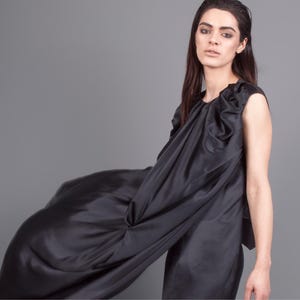 ASYMMETRIC SILK TOP | Silk Cocktail Blouse | Floaty Silk Top | Elegant Silk Blouse | Italian Silk Long Front Formal Extravagant Shirtdress