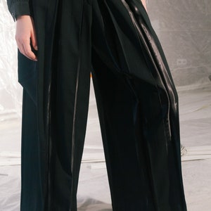 Black trouser skirt,Black Wide Leg Pants,Loose Wide Leg Pants,Wide Leg Pants,Women pants,Black women's trousers,relaxed fit pants,Trousers image 3