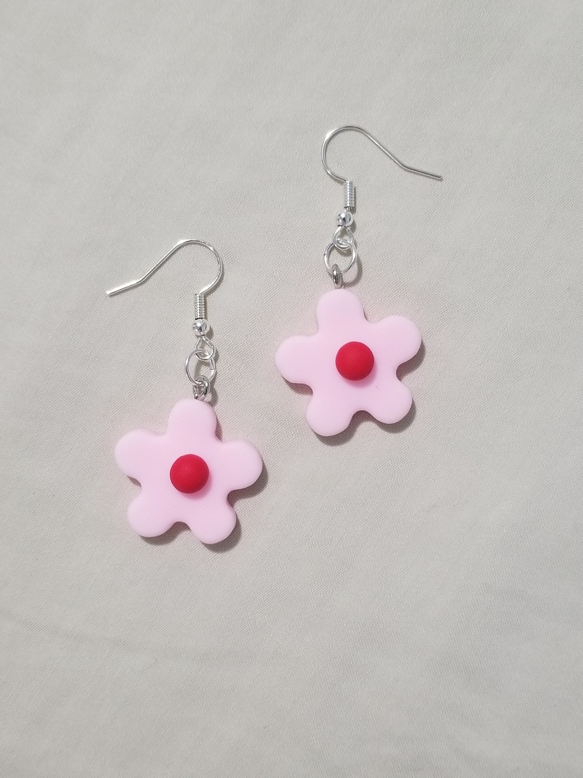 Light Pink Flower Earrings Etsy