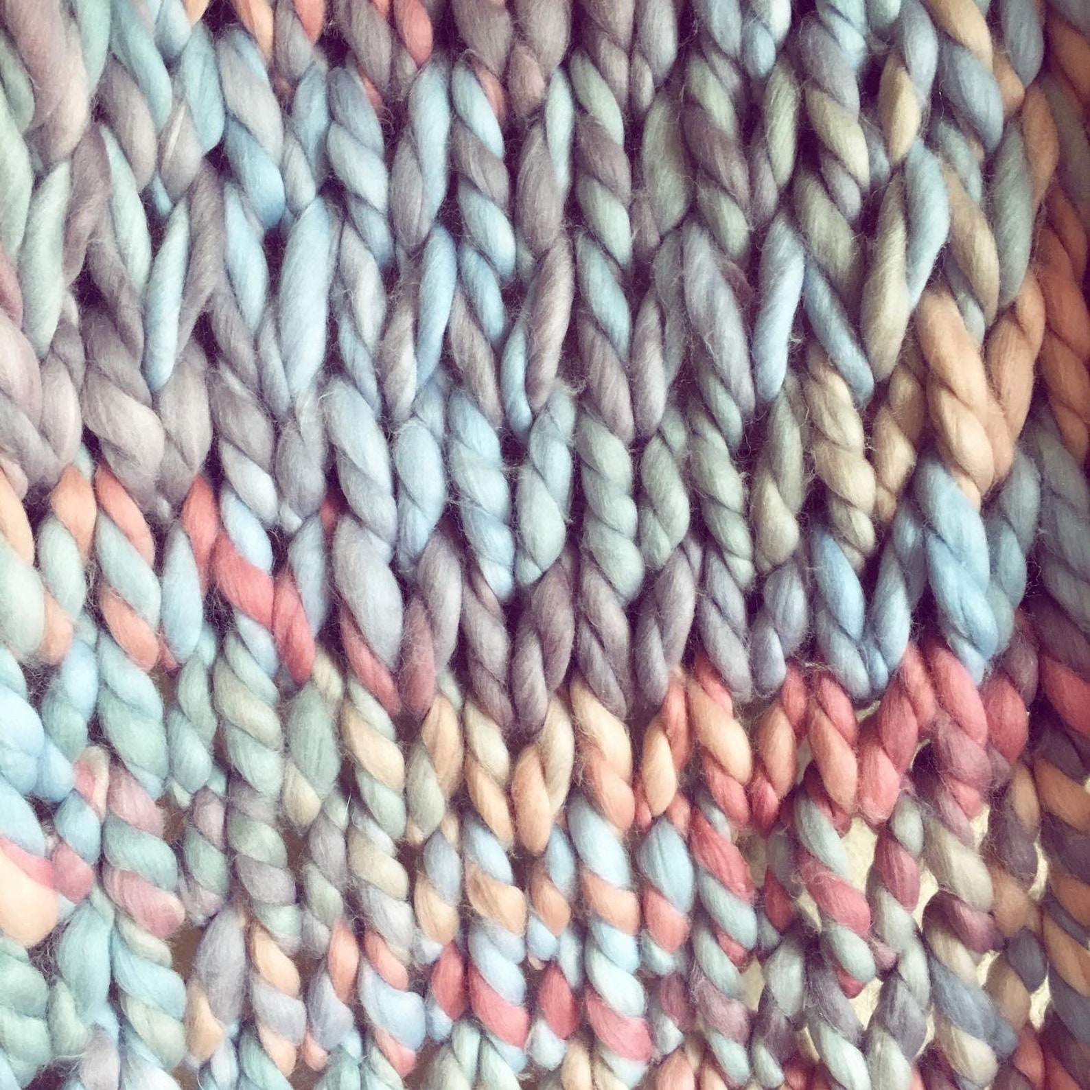 Pink and Purple Chunky Knit Blanket Etsy