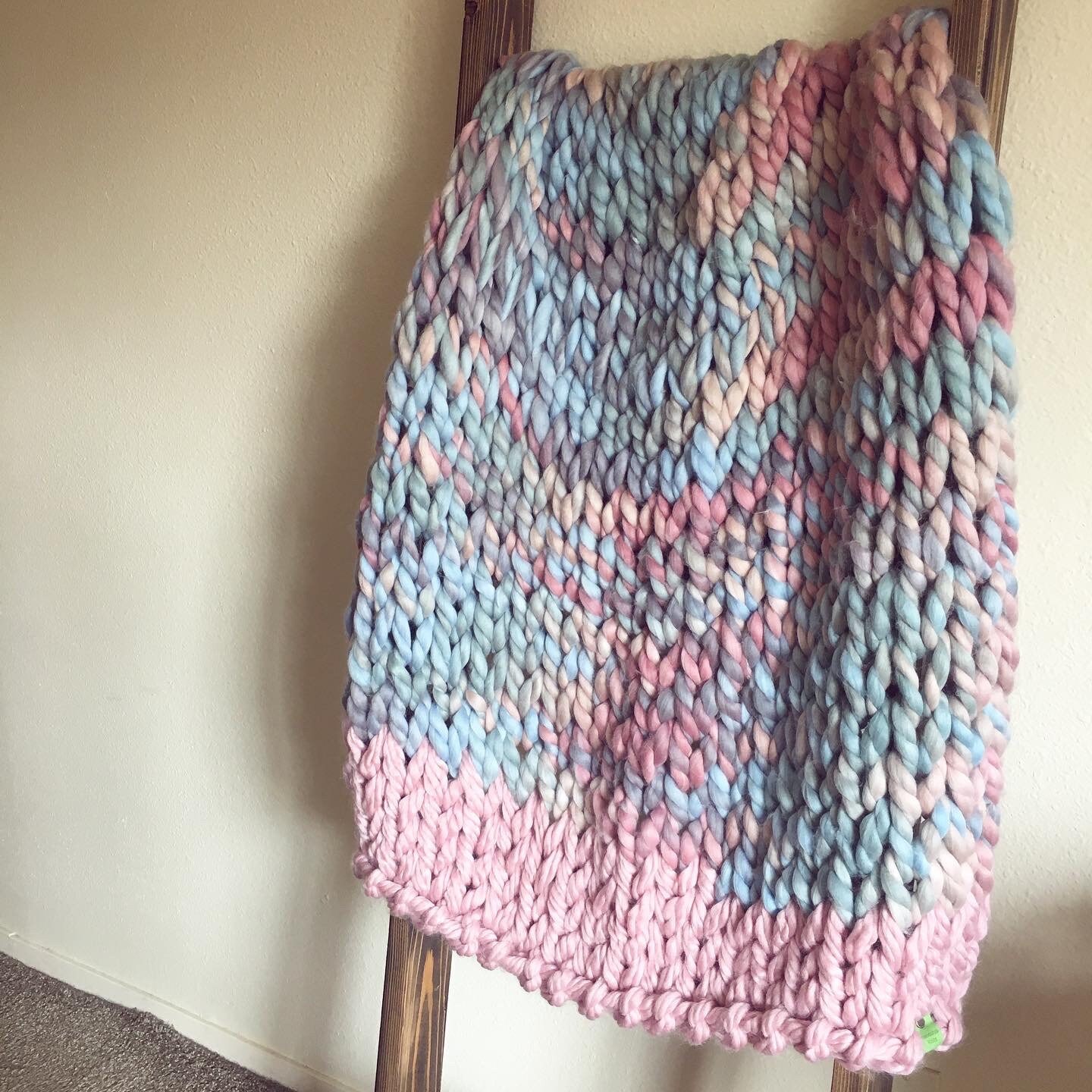 Pink and Purple Chunky Knit Blanket Etsy