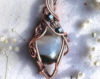 Shiva Eye Agate Necklace, Copper Wire Wrapped Metaphysical Jewelry, Minds Eye