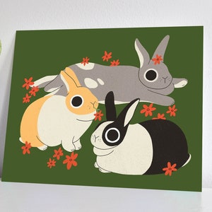 Rabbit art print Digital Illustration 8x10 print Gift for rabbit lover Gallery wall art Animal Art Prints Cute wall decor image 3