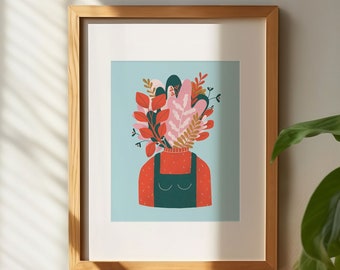 Illustration plantes et fleurs couleur | Impression numérique | Art mural botanique | Décoration maison | Amateur plantes | Affiche 8x10