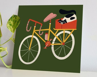 Bike Cat Wall Art Print | Digital Illustration | 8x10 print | Unique gift for cat lover | Home decor | Colorful decor | Gallery wall art