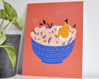 Ramen Wall Art Print | Digital Illustration | 8x10 print | Ramen bowl | Gift for ramen lover | Food art print | Kitchen decor | Gallery art