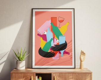 Poster Wall Art Print Wine Lover | Digital Illustration | 11x14 print | 16x20 print | Poster art print | Home decor | Kitchen wall decor